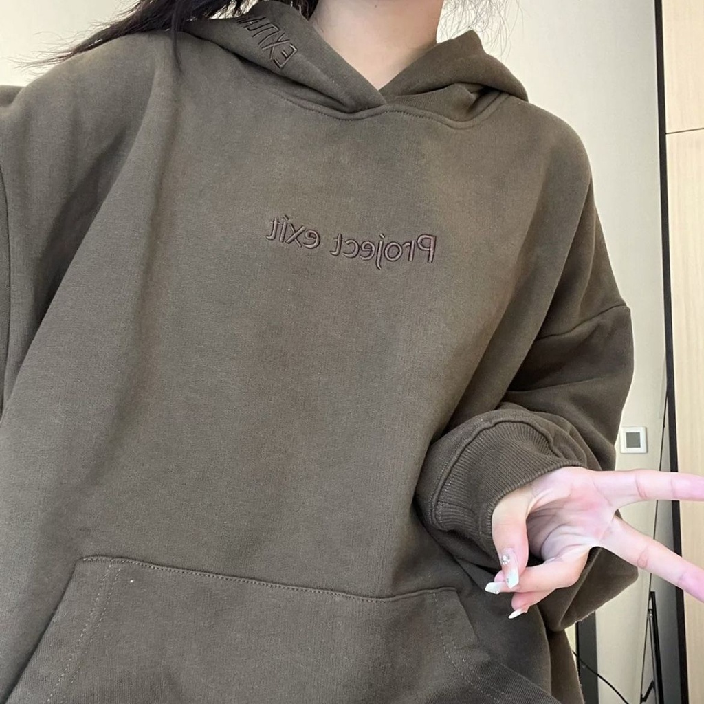 Jiashucheng Áo Hoodie Dài Tay Màu Nâu Đậm Phong Cách Mới Thu Đông