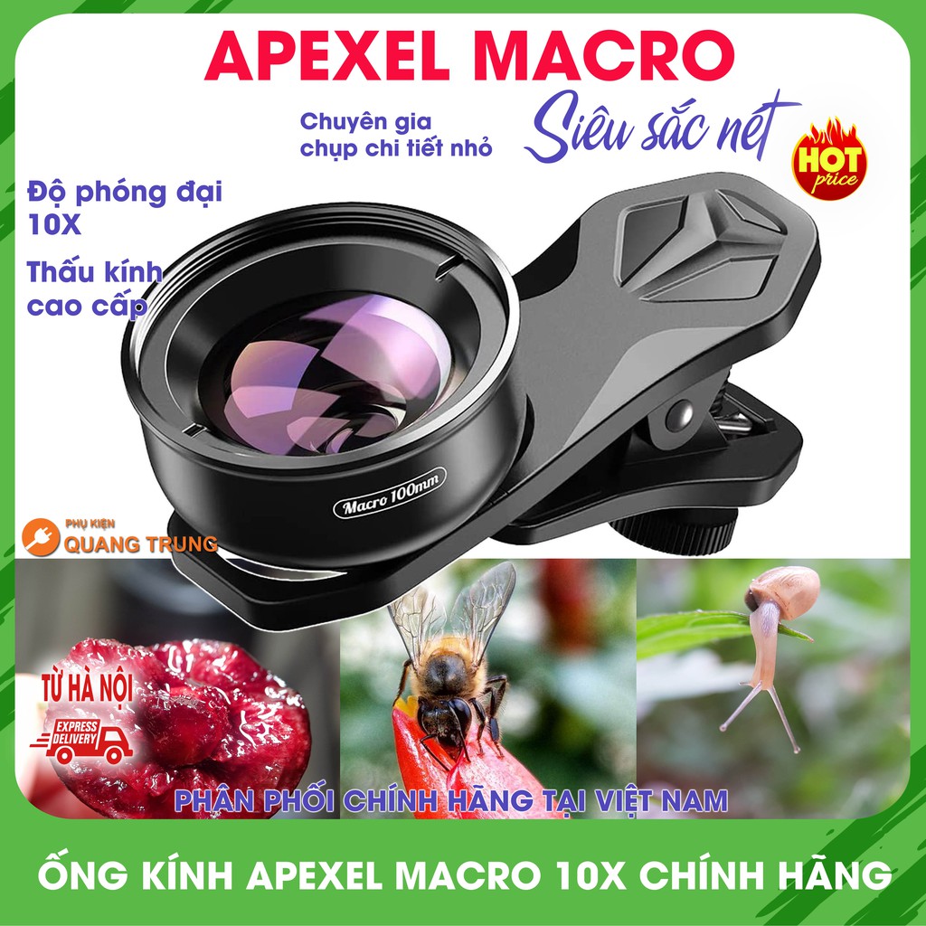 Lens,ống kính macro apexel dành cho điện thoại,10x,chuẩn hình ảnh HD nét như DSLR phiên bản mới nhất 2021