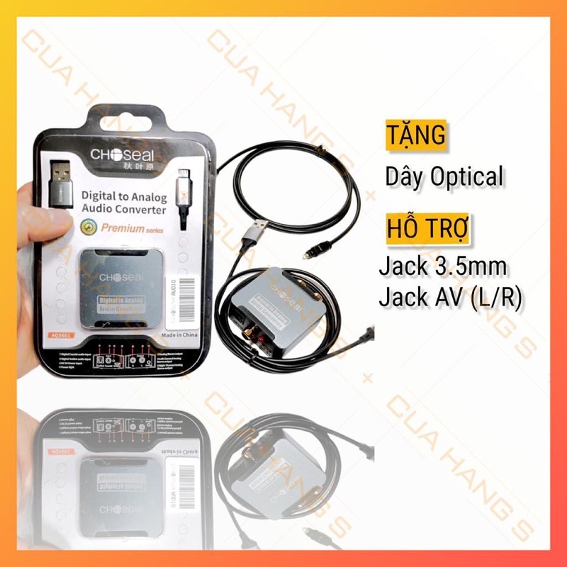 Bộ chuyển đổi âm thanh quang học optical ra AV sang audio Chosel kèm dây quang -Bh 12 tháng