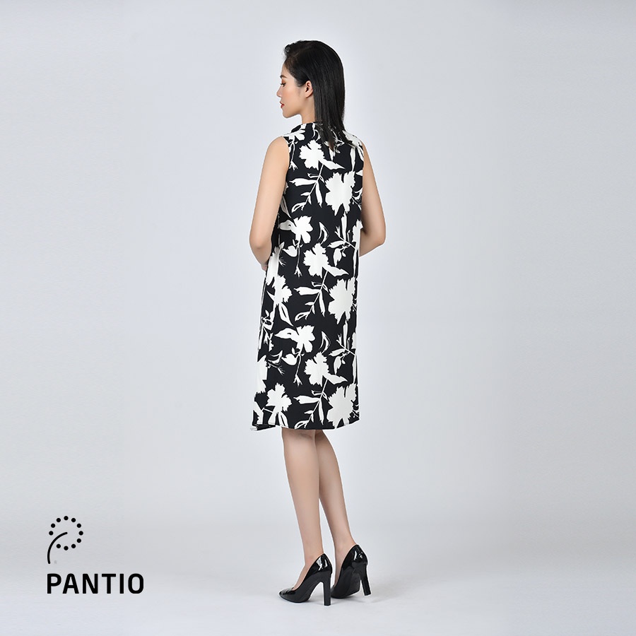 FDP52747 - Đầm dạo phố sát nách hoạ tiết hai màu - PANTIO