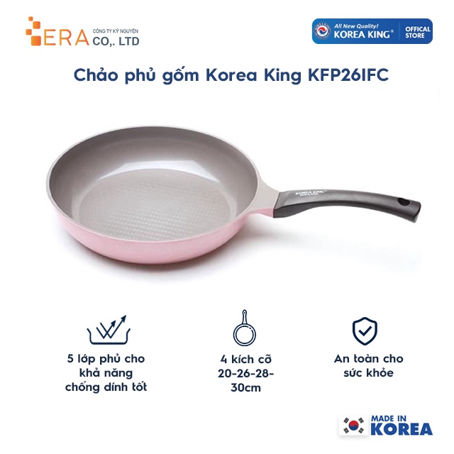 Chảo phủ gốm Korea King KFP-20IFC (dùng được bếp từ ) size 20cm