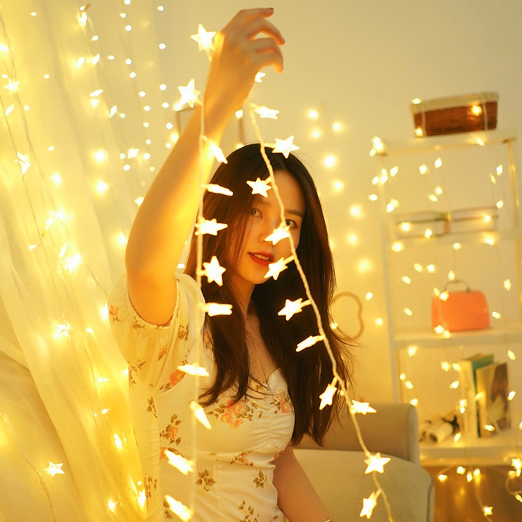 Dây đèn LED hình ngôi sao/ mặt trăng dùng trang trí nhà cửa/ tiệc cưới/ Giáng Sinh độc đáo