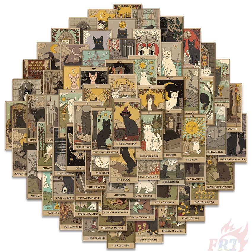 70 Cái / Bộ ❉ Bài Tarot Định Mệnh Retro. Hình Dán Mèo Ma Thuật Series 01 ❉ Miếng Dán Decal Chống Thấm Nước Thời Trang