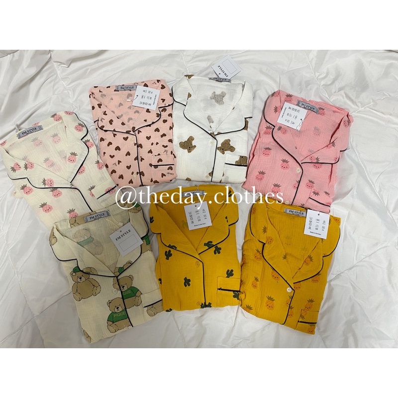 Set Bộ Ngủ Vải Đũi Xô Mềm Mát Thấm Hút Phong Cách Hàn Quốc _theday | BigBuy360 - bigbuy360.vn