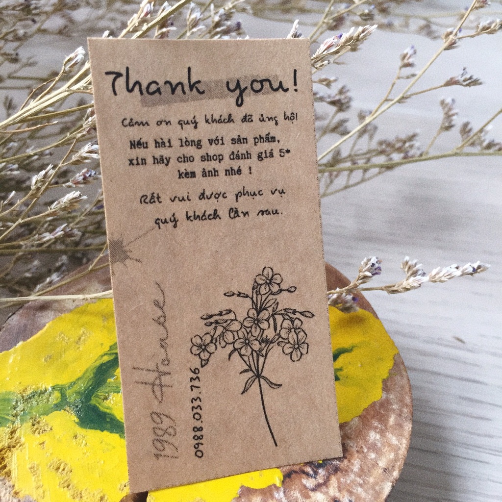 Set 120 tem dán nhãn  kraft cảm ơn Thank you dành cho shop