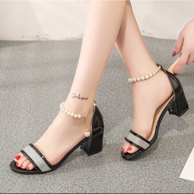 [ Ảnh Thật ] Giày Cao Gót 5p quai viền kim tuyến