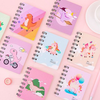 Unicorn Note book cute cartoon magic dinosaur rollover coil student mini portable A7 notebook