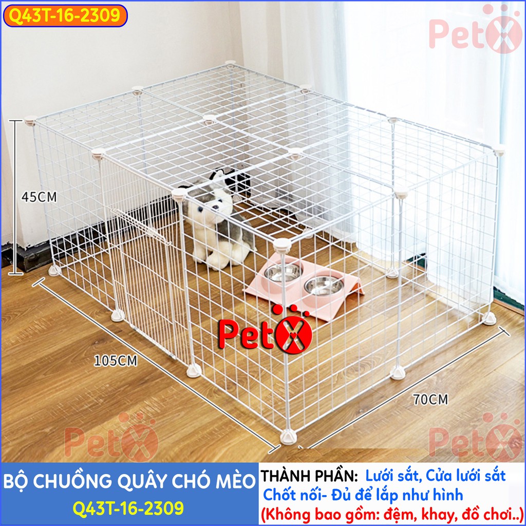 Quây chuồng chó mèo lắp ghép PetX nuôi thú cưng sơn tĩnh điện giá rẻ