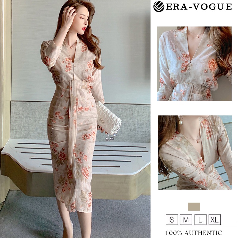 Eravogue🌷 Đầm Voan Dáng In Họa Tiết Hoa Phong Cách Cổ Điển Thời Trang Mùa Xuân Cho Nữ 4361