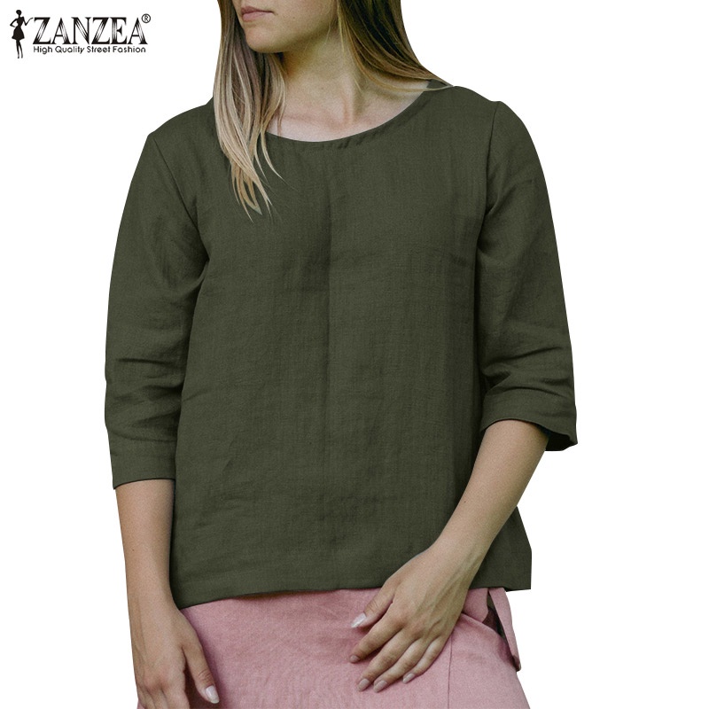 Áo nữ ZANZEA tay 3/ 4 cổ tròn phong cách châu Âu thời trang