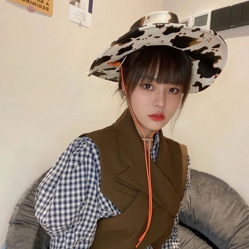 Mũ Cao Bồi Họa Tiết Bò Sữa Dễ Thương