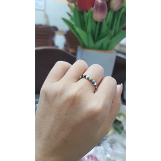 Nhẫn hạt cườm mix màu