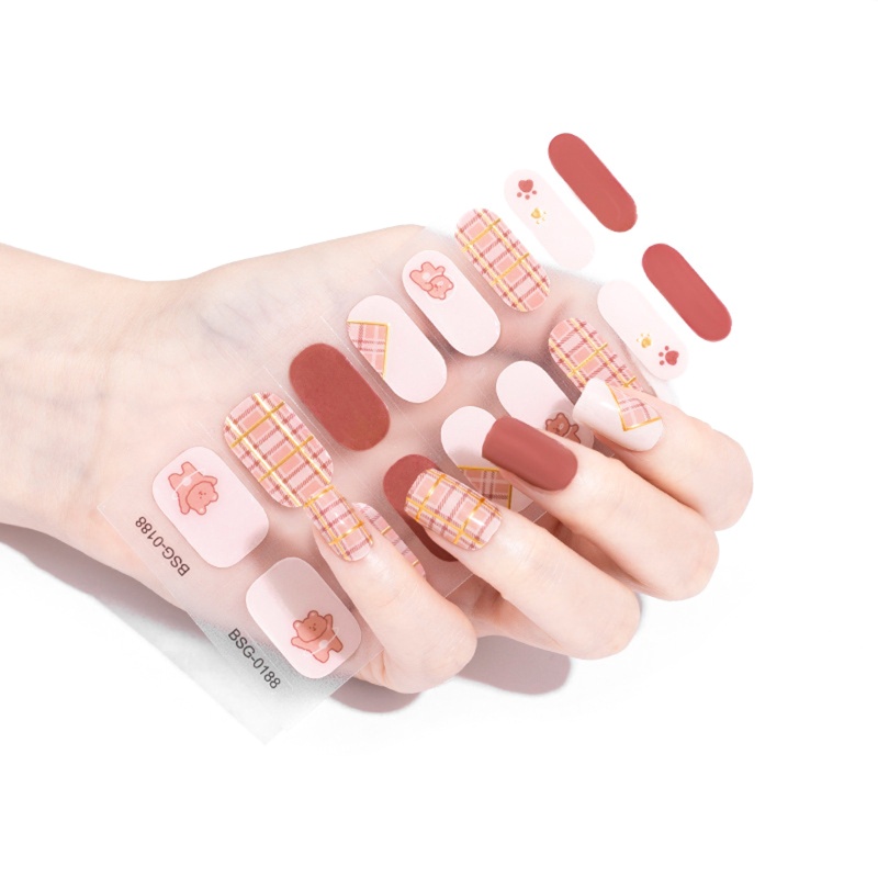 Set 16 Miếng Dán Gel Bán Toàn Diện Trang Trí Móng Tay