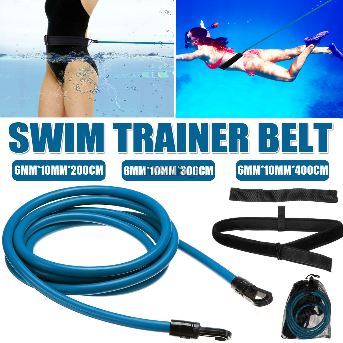 Swim Trainer Belt Swimming Resistance Tether Leash Pool Training Aid Harness