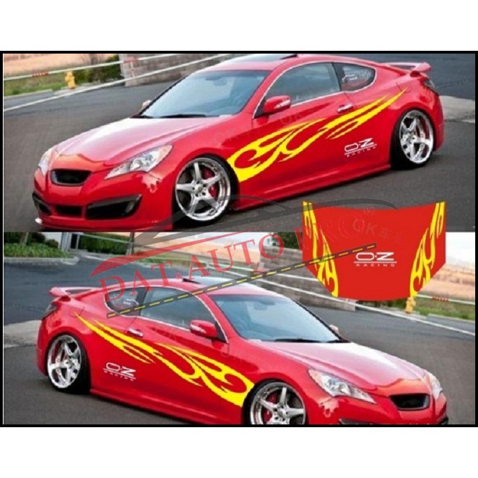 Tem OZ hoa văn màu đen dán dọc thân xe dùng cho oto 5 va 7 chỗ