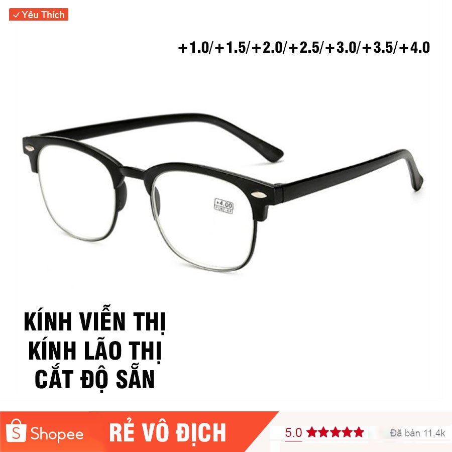 Kính viễn thị mắt sẵn độ gọng khung mắt to Nam nữ nhật bản cao cấp
