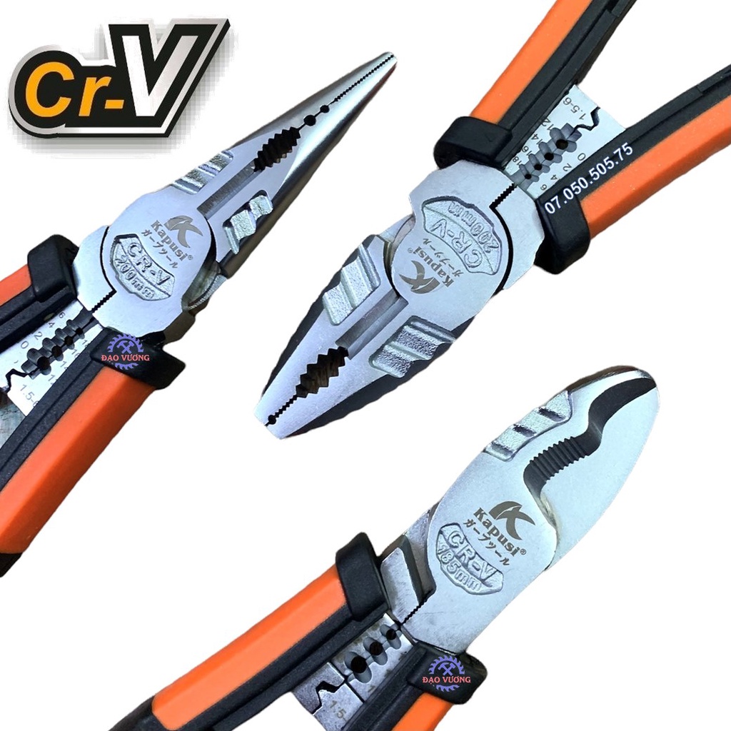 Bộ 3 kìm điện đa năng cao cấp 7 trong 1 Kapusi K-8080 K-8081 K-8082 | Bộ 3 kìm thép Cr-V Chrome không gỉ