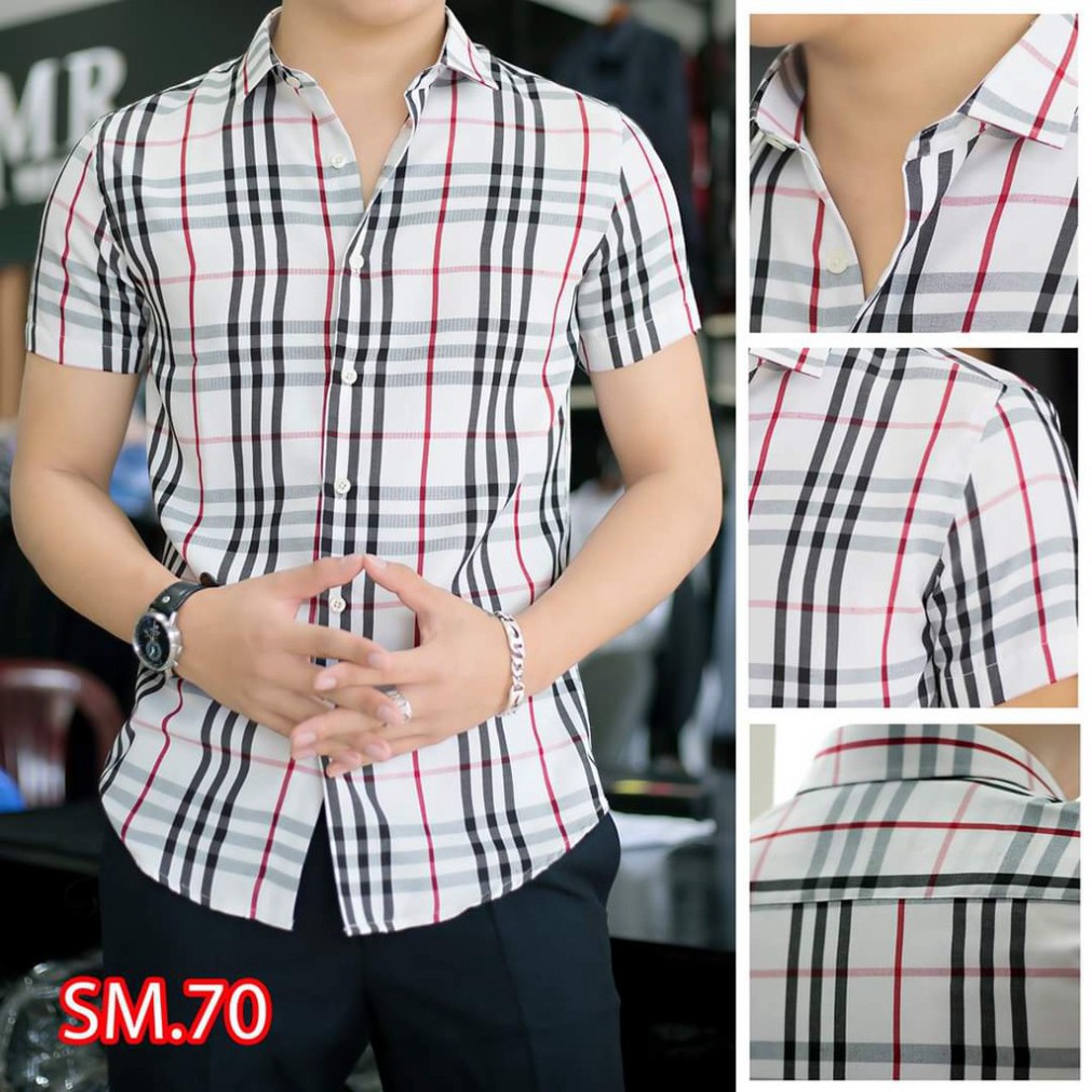 Áo sơ mi nam kẻ BBR cộc tay cao cấp, không nhăn không xù vải mềm thoáng mát thấm hút mồ hôi | BigBuy360 - bigbuy360.vn