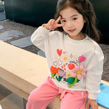 Áo Hoodie Họa Tiết Hoa Ba Chiều Phong Cách Hàn Quốc Mới Cho Nữ