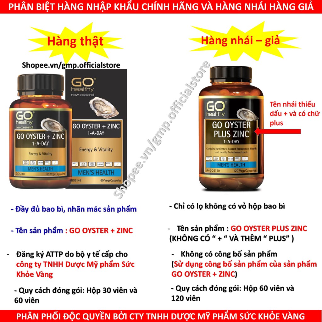 [XUẤT TINH SỚM] Tinh chất hàu Go Healthy OYSTER + ZINC Tăng cường sinh lý dứt điểm Xuất tinh sớm rối loạn cương dương