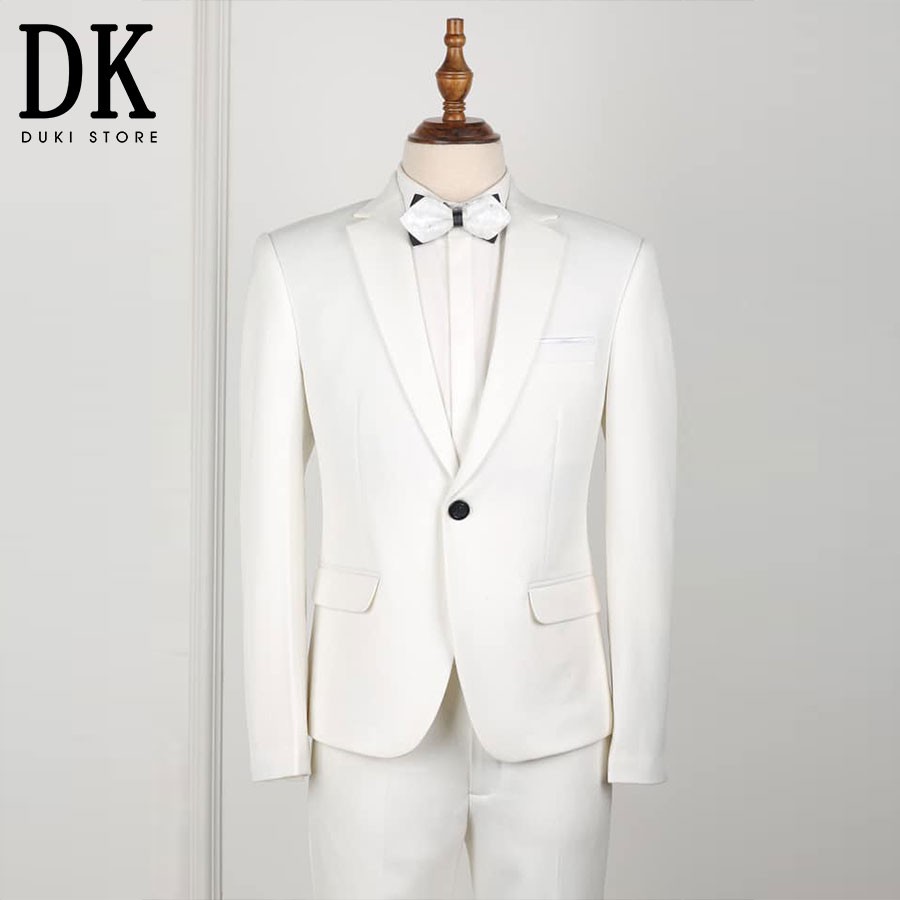 Hàng cao cấp | Bộ vest nam màu trắng 1 cúc sang trọng - DUKI STORE
