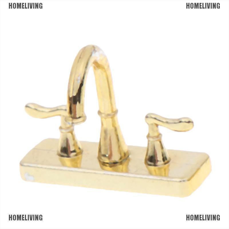 Vòi Nước Đôi mini Bằng Hợp Kim Tỉ Lệ 1 / 12 Trang Trí Nhà Búp Bê