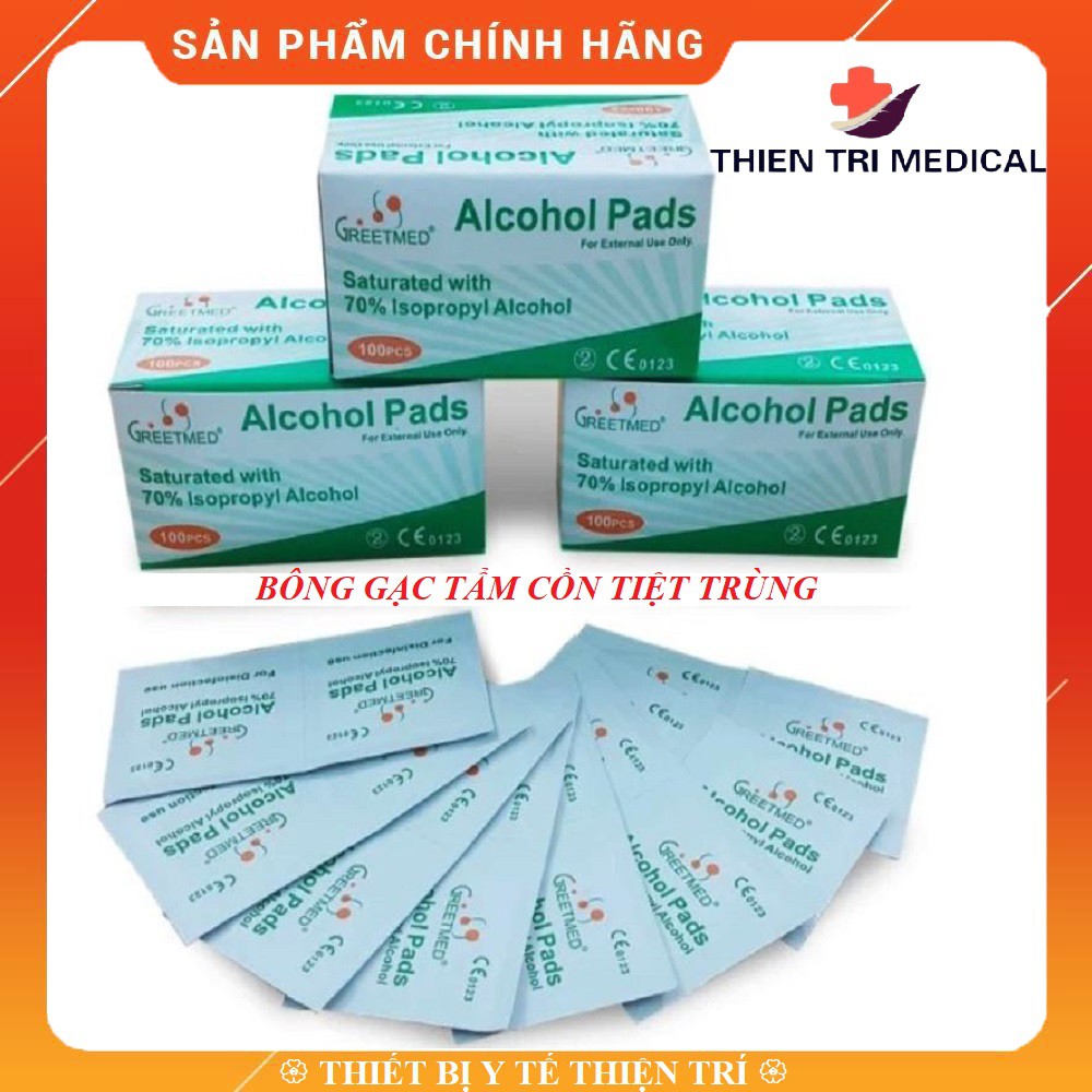 Hộp 100 miếng bông tẩm cồn - gạc tẩm cồn sát khuẩn alcohol pad