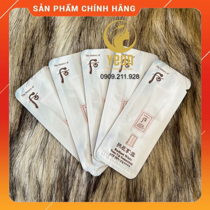 Gói kem chống nắng dưỡng trắng whoo Radiant White Tone Up Sunscreen 1ml_𝐘𝐄𝐎𝐍 𝐋𝐔𝐗𝐔𝐑𝐘 𝐂𝐎𝐒𝐌𝐄𝐓𝐈𝐂𝐒