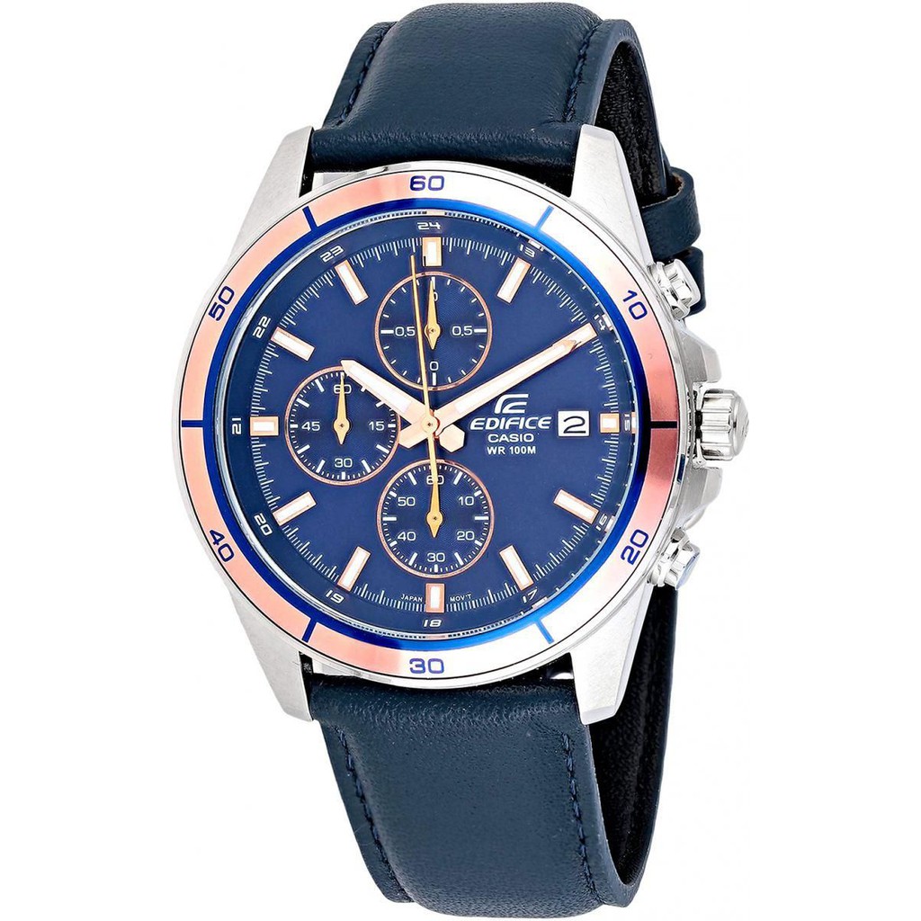 ĐỒNG HỒ NAM CASIO EDIFICE EFR-526L-2AVUDF chính hãng , chống nước độ sâu 100m , Mặt xanh viền vàng , bảo hành 12 tháng
