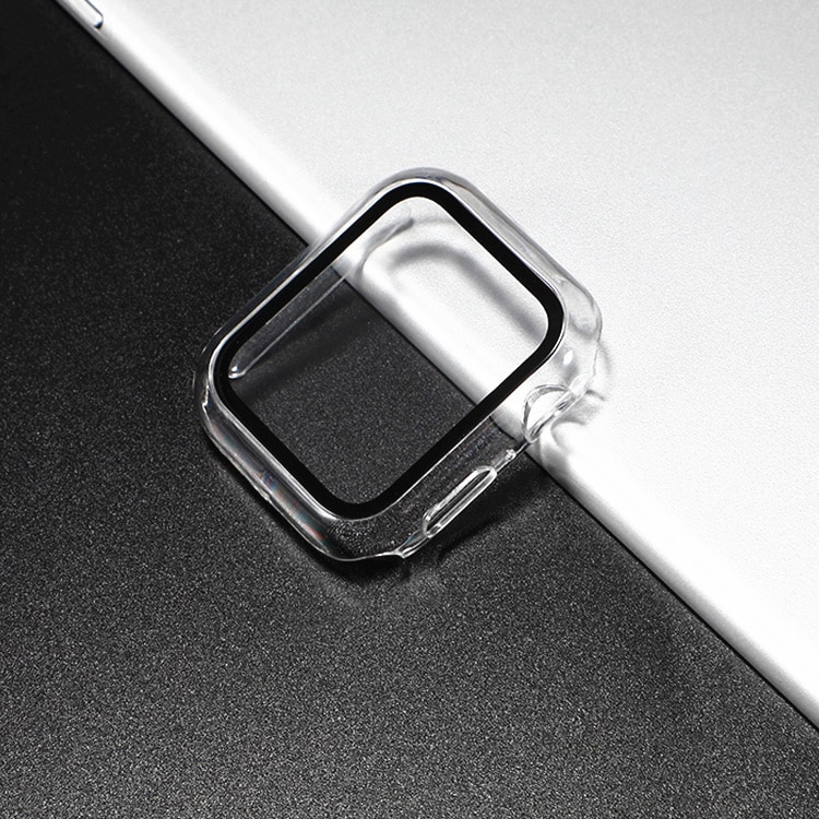 Vỏ nhựa nhám có kính cường lực bảo vệ toàn diện cho Apple Watch 44mm 40mm 42mm 38mm Series 6 5 4 3