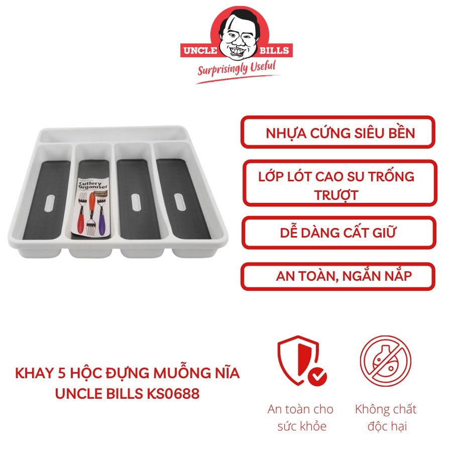 Khay Đựng Dao Muỗng Nĩa 5 Hộc Độn Da Uncle Bills KS0688