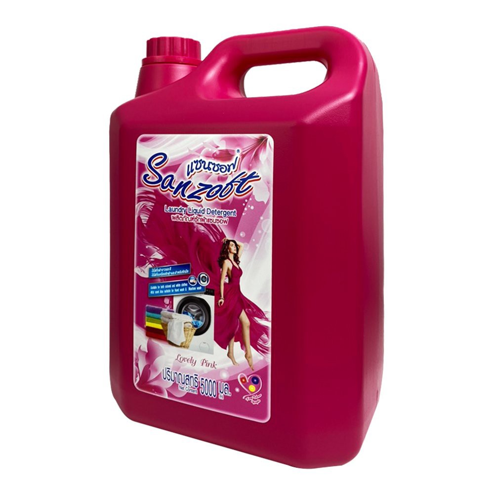 Giặt xả nước hoa Thái Lan SANZOFT hương ngọt ngào Lovely pink 5000ml - can hồng