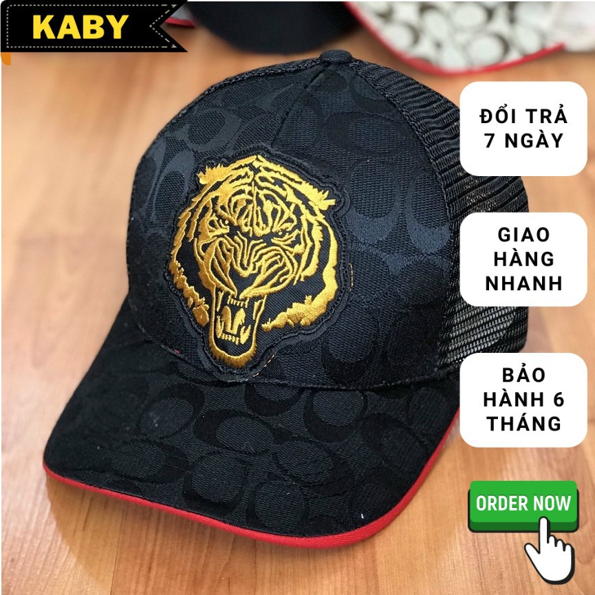 Mũ lưỡi trai ❤️ Nón kết lưới thêu hình đầu con cọp đáng yêu màu đen form unisex nam nữ NK-026