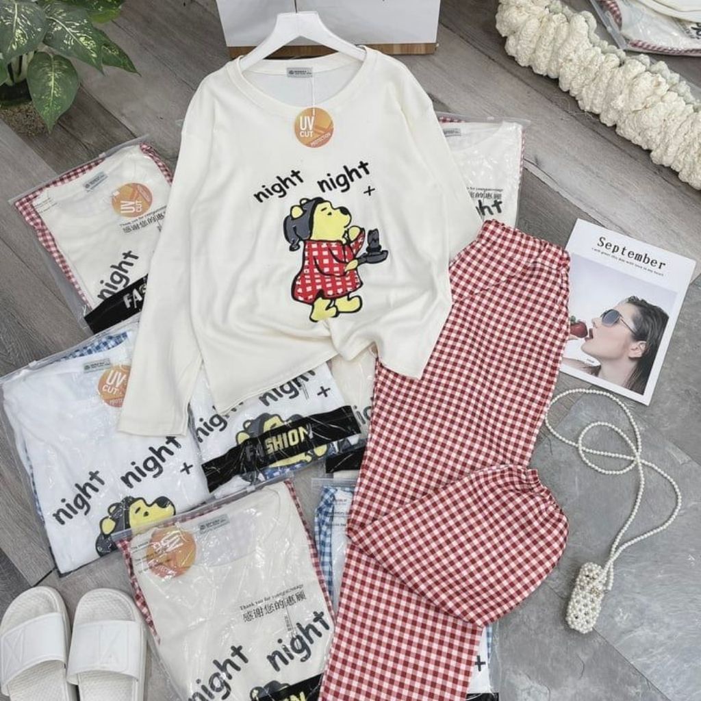 Bộ ngủ gấu quần kẻ cực cute | BigBuy360 - bigbuy360.vn