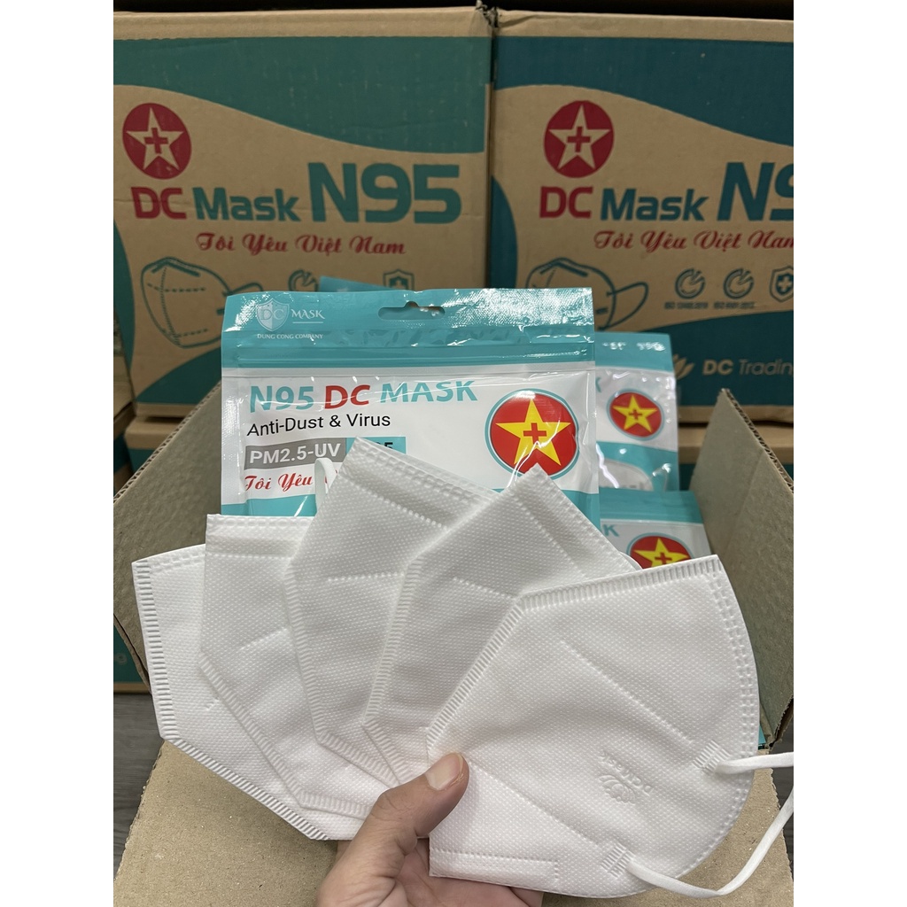 Túi 10 Chiếc Khẩu Trang Y Tế N95 DC Mask Chính Hãng 5 Lớp Dày Dặn