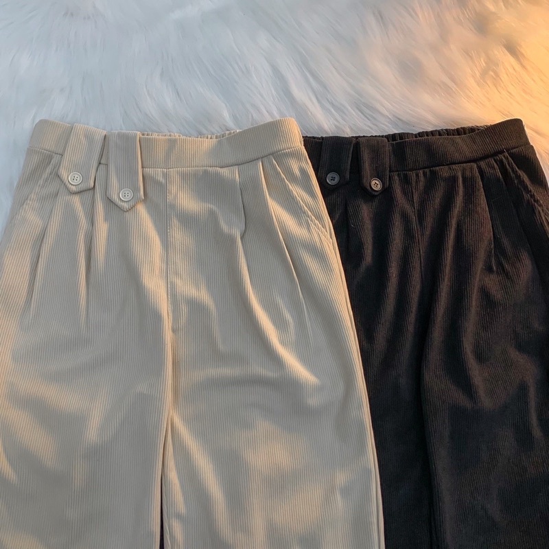 Quần Dài Nữ Ống Rộng HELY Vải Nhung Gân Nhuyễn – 84unisex