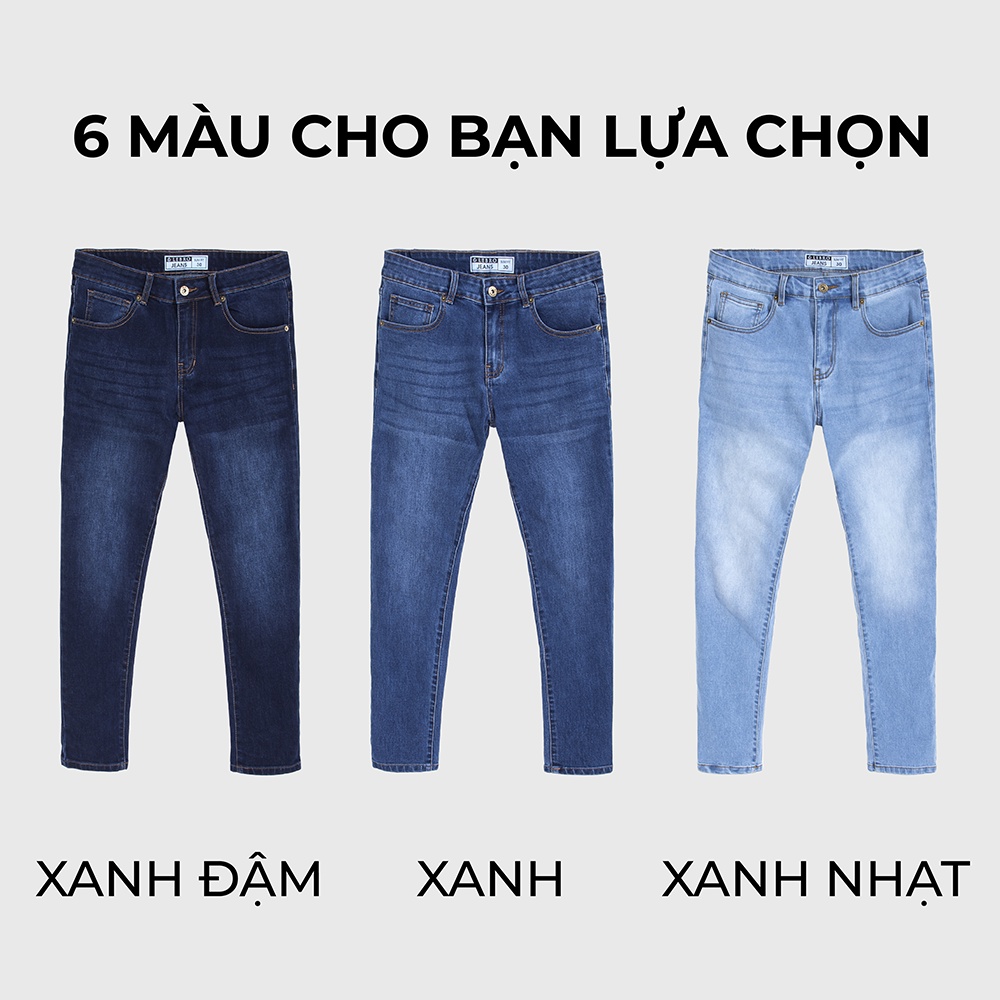 Quần jean dáng slimfit nam form skinny trơn  Hàng Xuất Khẩu LEBRO Quần bò nam co giãn đen xanh L026A