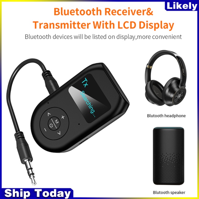 Bộ Thu Phát Tín Hiệu Âm Thanh Bluetooth 5.0 Với Màn Hình LCD Giắc Cắm 3.5mm