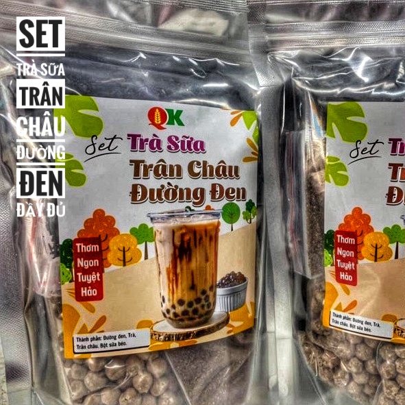 Set Trà Sữa Trân Châu Đường Đen Đầy Đủ Nguyên Liệu Nấu 8 – 10 Ly