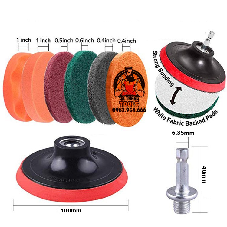 Bộ bàn chải gắn máy khoan đầu cọ vệ sinh chà sàn nhà dụng cụ cọ rửa xe - Dụng Cụ Vệ Sinh Nhà Cửa Nội Thất Đa Năng