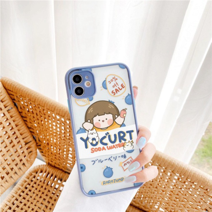 Ốp lưng iphone Roro Food nhám viền nổi cong 5/5s/6/6plus/6s/6splus/7/7plus/8/8plus/x/xr/xs/11/12/pro/max/plus/promax