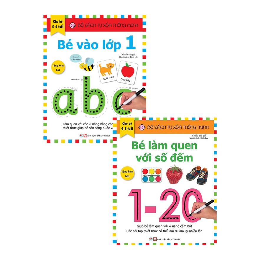 Sách - Combo Tự Xóa Thông Minh - Bé Làm Quen Với Số Đếm (4-5 Tuổi) + Bé Vào Lớp 1 (5 -6 Tuổi) (Bộ 2 Cuốn)