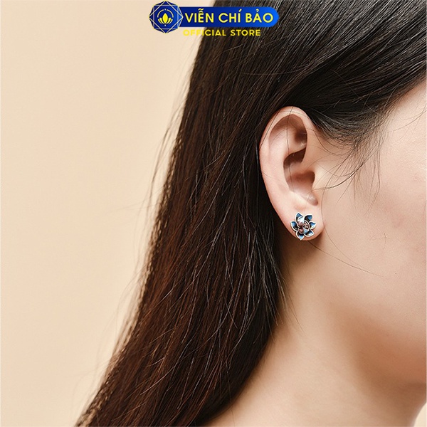 Bông tai bạc nữ Nguyệt Liên Hoa chất liệu bạc Thái 925 thời trang phụ kiện trang sức nữ Viễn Chí Bảo B000222