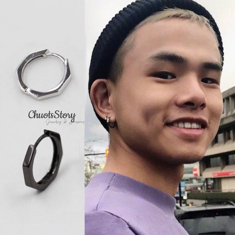 Khuyên tai nam nữ unisex trơn lục giác, bông tai titan không gỉ thời trang - KTU0039 - ChuotsStory