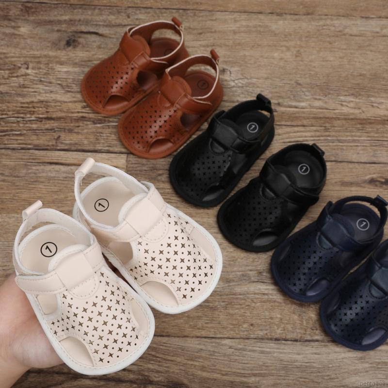 Xăng đan da PU đế mềm chống trượt thoáng khí cho trẻ em 0-18 tháng tuổi