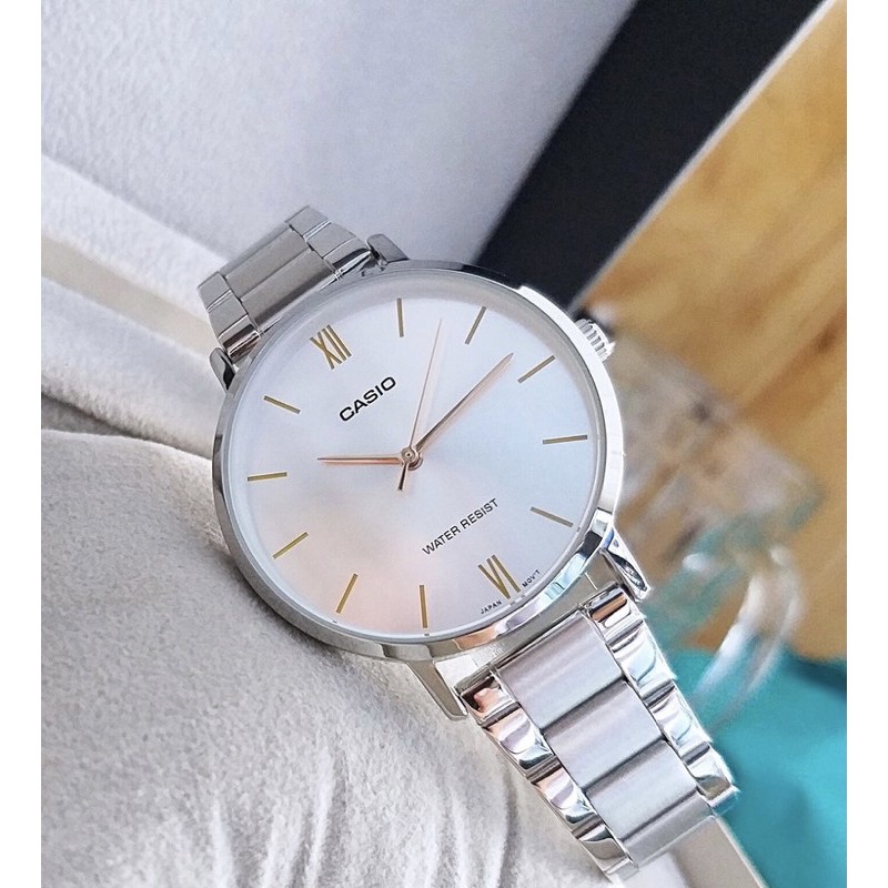 Đồng hồ đôi nam nữ dây kim loại Casio Anh Khuê MTP/LTP VT01D-7B