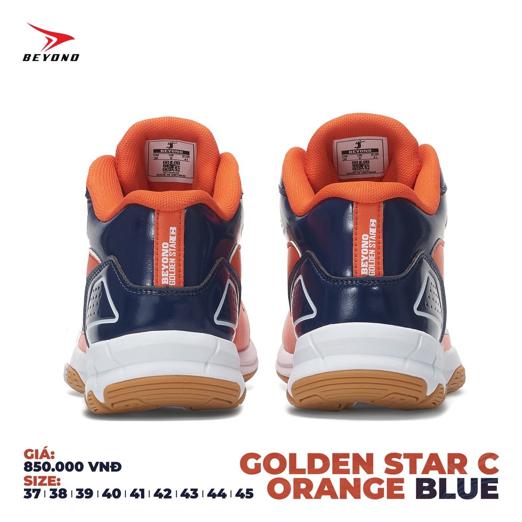 Giày Thể Thao Bóng Chuyền Nam Nữ BEYONO Golden Star C Orange - Blue, Đế Cao Su Tự Nhiên, Chịu Lực, Thoáng Khí