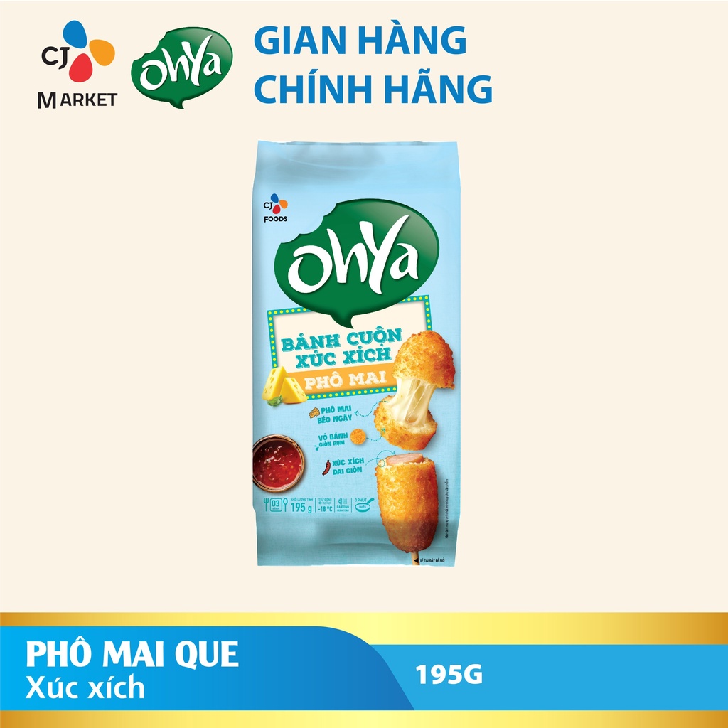 [HCM] Bánh cuộn xúc xích phô mai Ohya bánh - gói 195g (3 cây)