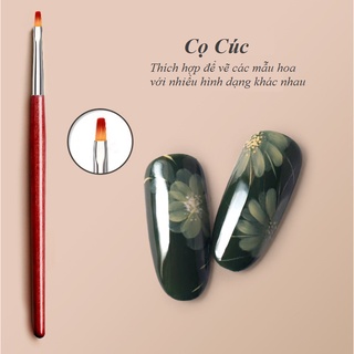 Cọ cúc cán gỗ vẽ hoa cao cấp