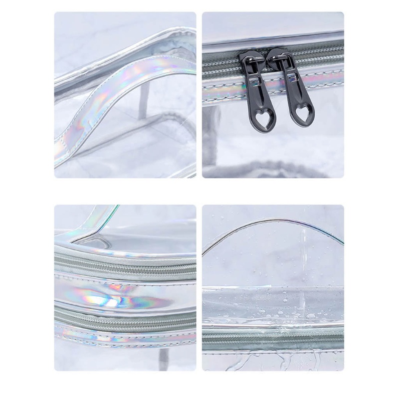 Túi Đựng Mỹ Phẩm 2 Tầng Bằng PVC Trong Suốt Có Khóa Kéo Tiện Dụng Mang Theo Du Lịch